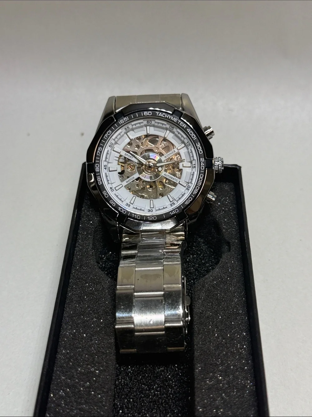 Men's Silver Skeleton Automatic Watch - Stainless Steel Bracelet